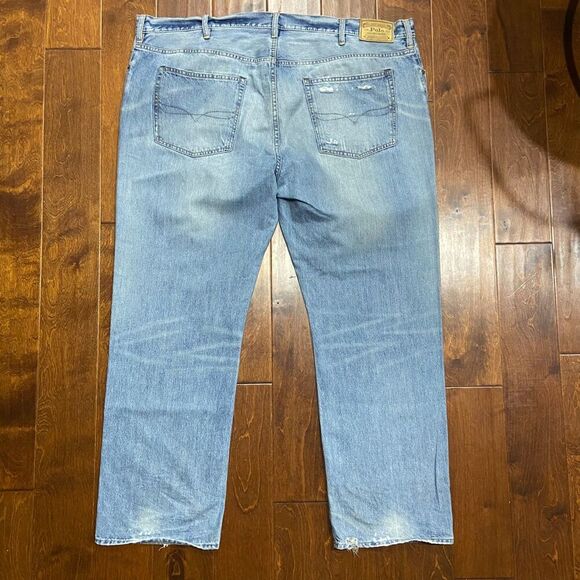 Polo Ralph Lauren Vintage Distressed Blue Denim Jeans Men's Size 48B x 32L - Picture 5 of 10